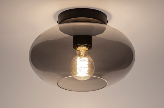 Lumidora Plafondlamp 31063 - Plafonniere - OSLO - E27 - Zwart - Grijs - Metaal - ⌀ 26 cm