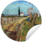 WallCircle - Muurstickers - Behangcirkel - Pad door een veld met wilgen - Vincent van Gogh - 80x80 cm - Muurcirkel - Zelfklevend - Ronde Behangsticker