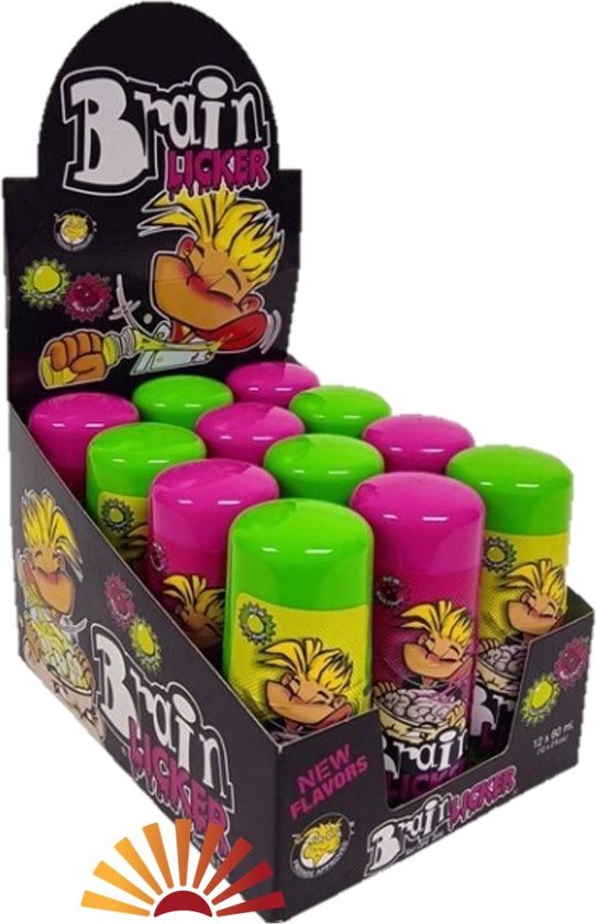 Brain Licker mix display (12 Stuks) - Snoep - Sour - Sour Apple & Black Cherry - nieuwe smaken !