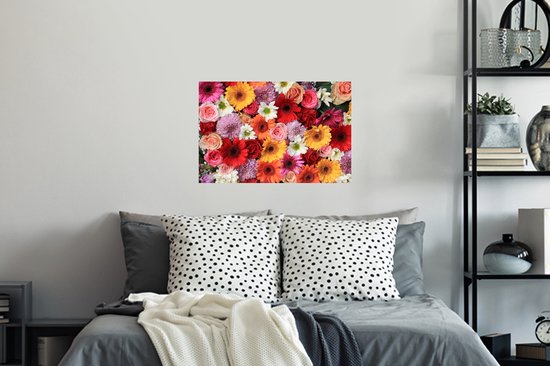 Stickers muraux - Fleurs - Couleurs - Gerbera - Roses - 60x40 cm - Film Adhésif