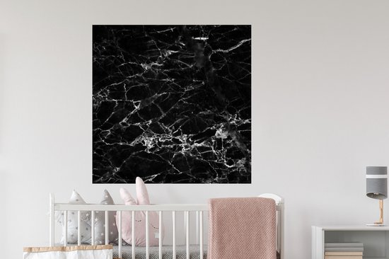 Stickers Stickers muraux - Marbre - Pierre - Zwart - Wit - 100x100 cm - Feuille adhésive XXL