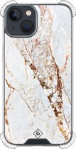 Casimoda® hoesje - Geschikt voor iPhone 13 Mini - Marmer Goud - Shockproof case - Extra sterk - TPU/polycarbonaat - Goudkleurig, Transparant