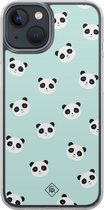 Casimoda® hoesje - Geschikt voor iPhone 13 Mini - Panda Print - 2-in-1 case - Schokbestendig - Dierenprint - Verhoogde randen - Mint, Transparant