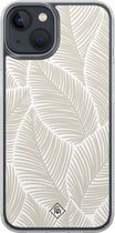 Casimoda® hoesje - Geschikt voor iPhone 13 Mini - Palmy Leaves Beige - 2-in-1 case - Schokbestendig - Natuur - Verhoogde randen - Bruin/beige, Transparant
