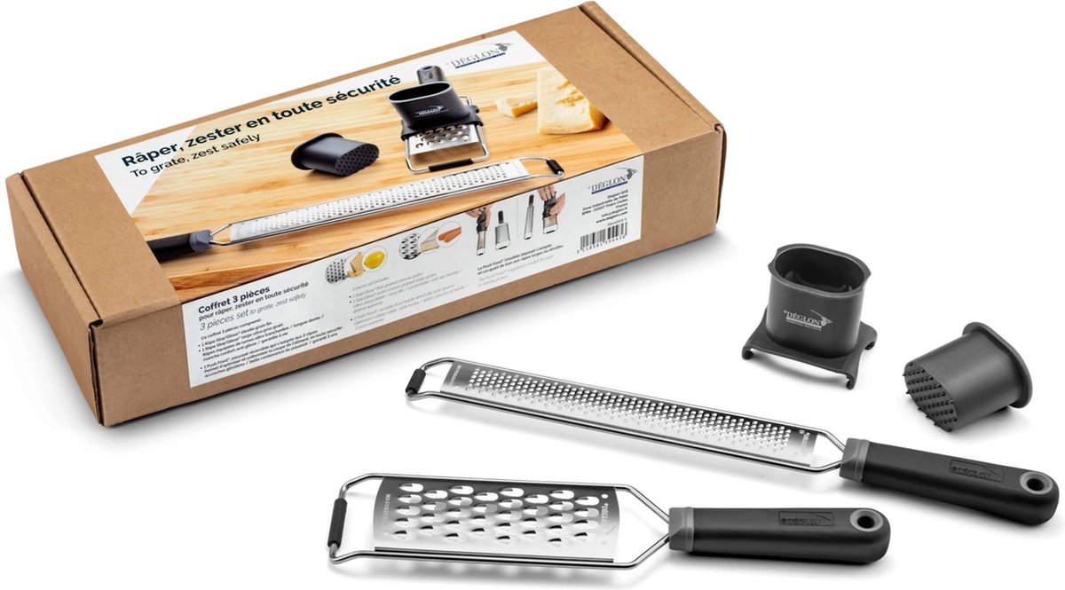 Déglon Raspenset met Duwer – Veilig en Efficiënt – Roestvrijstaal – Zwart – 2 Stuks