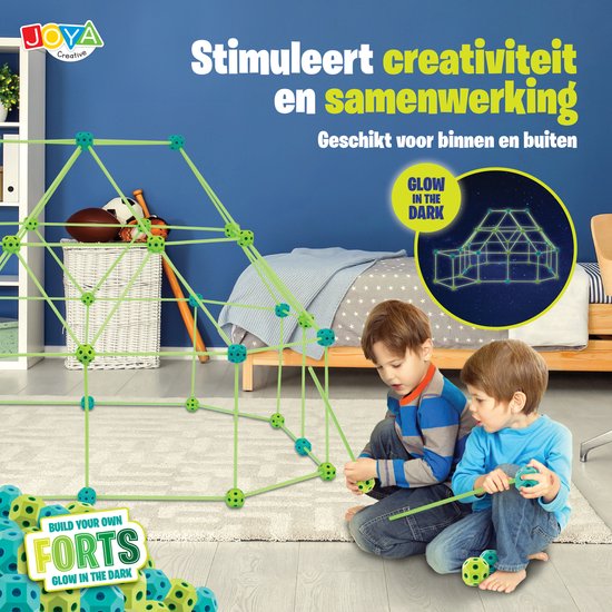 Joya Creative 130 pièces Construisez votre propre Fort - Jouets de construction Glow dans le noir - Convient pour l'intérieur et l'extérieur