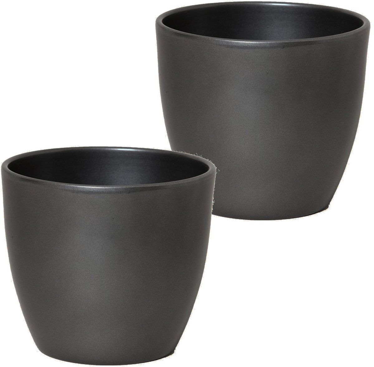 Floran 2x stuks bloempot in kleur glanzend zilver metallic keramiek voor kamerplant H27 x D32 cm- plantenpotten binnen