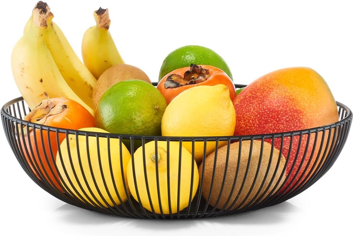 27382 Fruitmand, metaal, zwart, Ø 28 x 8 cm