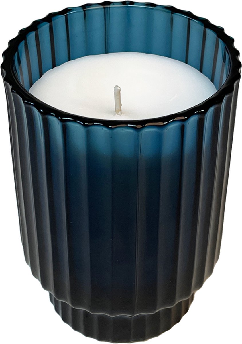 XLBoom Volta Medium "Ocean Bliss" Geurkaars - in Glas - 60 branduren - Blauw - Ø9 cm