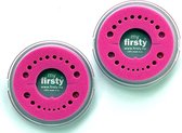 Voordelige Set 2x Tandendoosje - Firsty Round - roze / roze - meisjes - Inclusief Logboekjes nederlands, Hoera-Stickers en Verzending