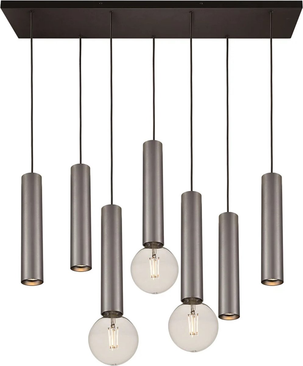 Fantasia Taboros hanglamp 7-lichts GU10/E27 zwart/staal