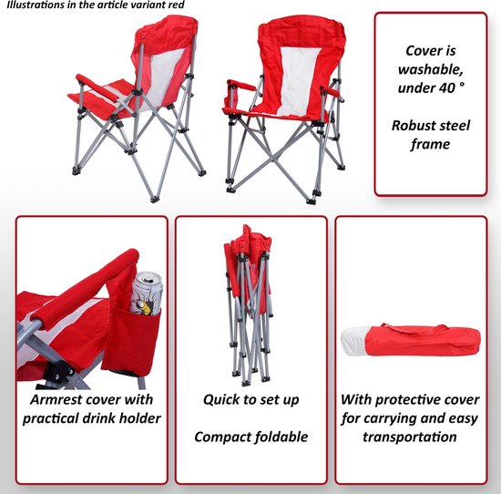 Campingstoel MCW-L50, klapstoel visstoel regisseursstoel, afwasbare beschermhoes staalstof/textiel ~ turquoise — afbeelding 5
