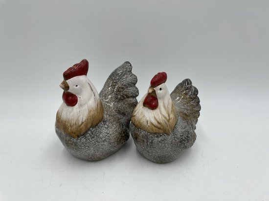 Statue poule coq Set de terre cuite 10 x cm 12 x 13 cm