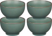 Vivalto Bols/bols de service/bols à soupe - 4x - Mistique - porcelaine - D14 x H8 cm - vert jade - Empilable