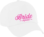 Bellatio Decorations Vrijgezellenfeest pet voor dames - Bride Squad - wit - glitters - bruiloft