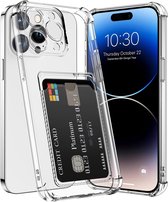 Étui en TPU résistant aux chocs avec porte-cartes Convient pour : Apple iPhone 13 Pro Max - Transparent - Étui avec porte-carte arrière