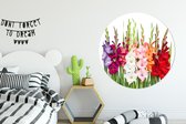Cercle mural - Plastique - Glaïeul - Fleurs - Couleurs - ⌀ 120 cm XXL