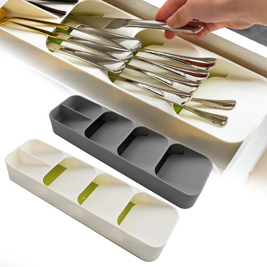 8 stuks keuken lade organizer, multifunctionele lepel scheiding opbergdoos, gebruiksvoorwerp/messen houder en bestekbak voor thuis keuken sieraden zilverwerk(Wit