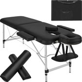 tectake® - 2 Zones massagetafel behandeltafel met rolkussens + draagtas - zwart - behandeltafel – behandelbank – incl. opbergtas – opvouwbaar