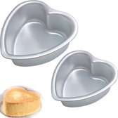 2-delige hartvormige cakevormenset, aluminium hartvormige mal, hartvormige cakevormen met anti-aanbaklaag, 6 inch en 8 inch, verwijderbare basis bakvorm, voor huishouden, Kerstmis, verjaardag, bruiloft