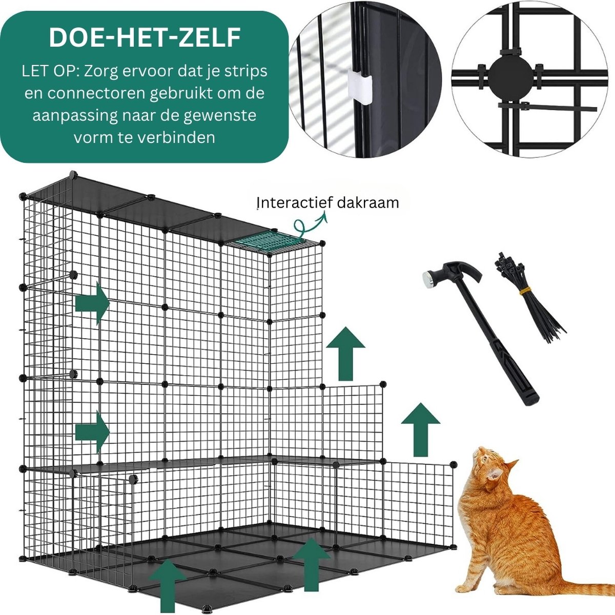 YITAHOME Cat Cage Indoor Cat Enclosures 3-Tier DIY Cat Box, Cat House with Extra Large Hammock for 1-2 Cats, Ferret, Chinchilla, Rabbit, Small