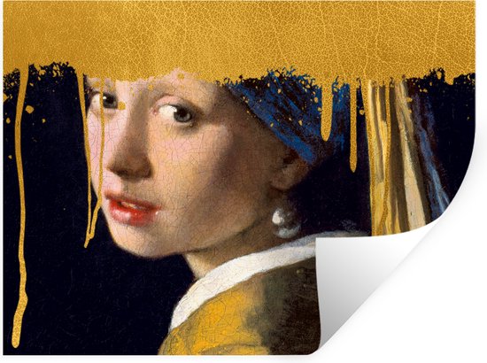 Muurstickers - Sticker Folie - Meisje met de parel - Goud - Vermeer