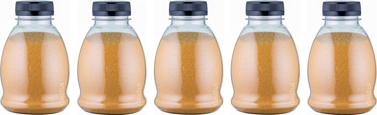 Goedkoopste Scrubzout Appel-Kaneel - 375 gram - Fles met zwarte dop - Set van 5 stuks - Hydraterende Lichaamsscrub