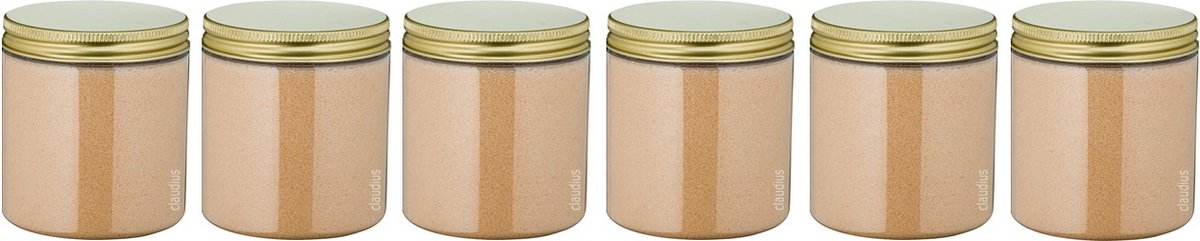 Goedkoopste Scrubzout Appel-Kaneel 300 gram - Pot met gouden deksel - set van 6 stuks - Hydraterende Lichaamsscrub
