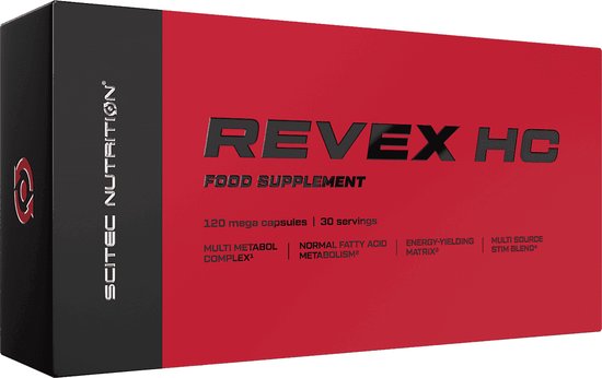 Foto: Scitec nutrition revex hc 120 capsules fatburner afvallen vetverbrander afslankpillen