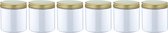 Scrubzout Kokos 300 gram - Pot met gouden deksel - set van 6 stuks - Hydraterende Lichaamsscrub
