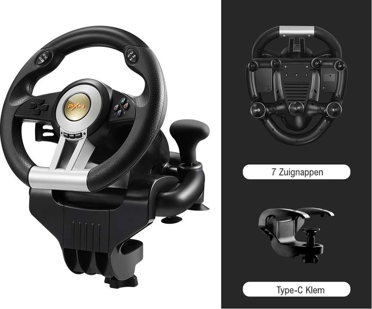 PXN - V3 Pro - Race Stuur met Pedalen & Flippers - Game Stuur - Geschikt voor PS4 - Xbox One - PC - Xbox Series X|S - PS3 - Nintendo Switch - Zwart — cadeau in Games, Films & Muziek - foto 5