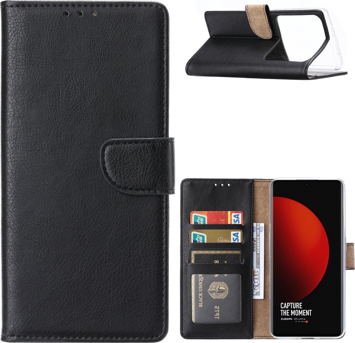 Portemonnee Book Case Hoesje Geschikt voor: Xiaomi Mi 12S Ultra - Zwart