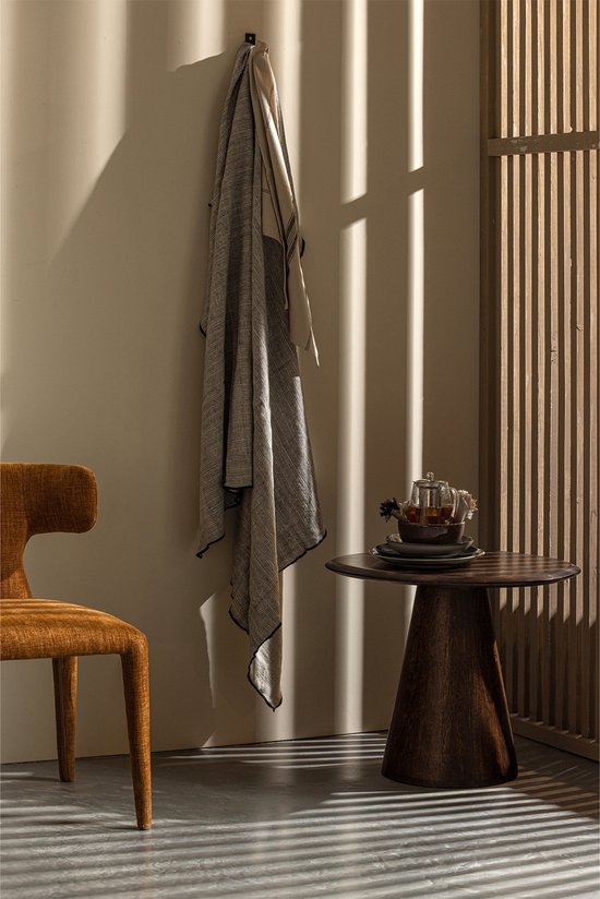 WOOOD Unique Plaid - Viscose/Linnen - Zwart/Off White - 53x49x48