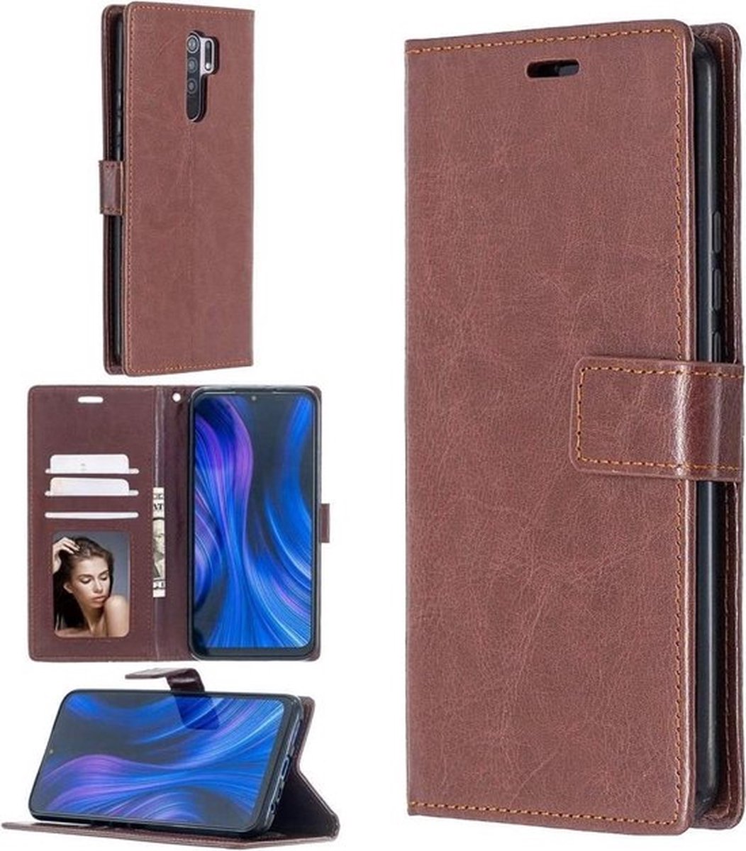 Portemonnee Book Case Hoesje Geschikt voor: Xiaomi Redmi 9 - Bruin