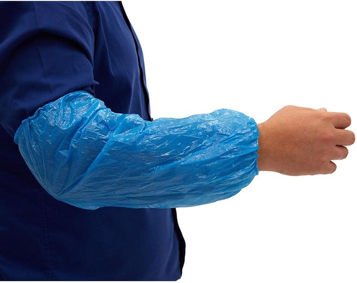 Goedkoopste Romed pe mouwovertrek / mouwhoezen blauw Romed - Blauw - Polyethyleen - Ter bescherming van mouwen / kleding - Elastieken aan de onder en bovenzijde