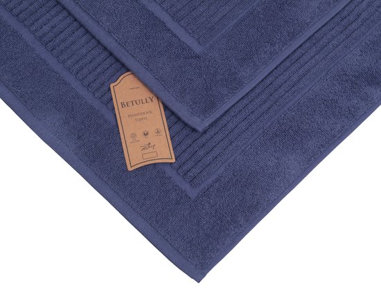 Betully - Tapis de bain - Badmat 50 x 80cm - Set de 2 - Tapis de bain - 1000 gr/ m2 - Badmat coton - Badmat Blauw - Ensembles de Tapis de bain - Blauw
