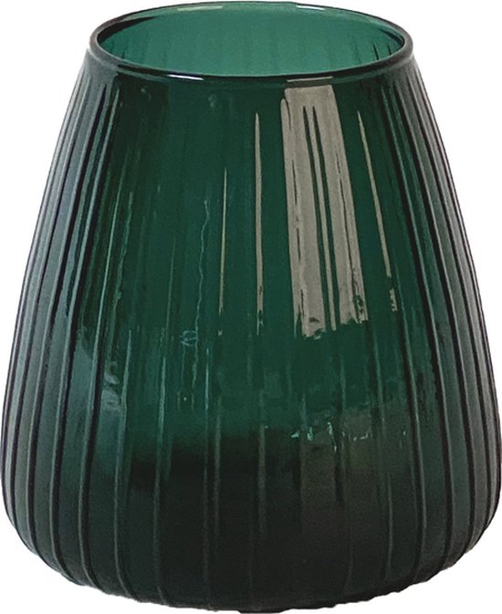 XLBoom Dim Stripe Small Vaas - Glas - Voor Binnen - Groen - 15×15×16,5cm