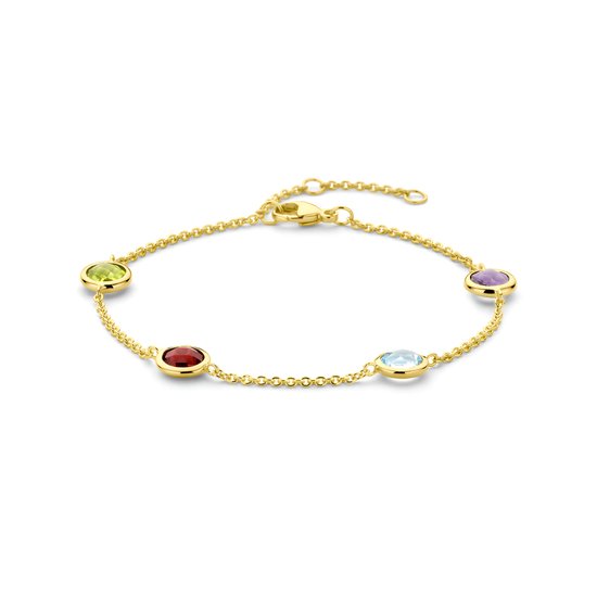 Armband dames - Gouden armband - zilveren armband dames - gouden armband dames - armband met kleurstenen 17 - 18,5 - 20 cm