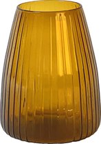 XLBoom Dim Stripe Medium Vaas - Glas - Voor Binnen - Amber - 17,5×17,5×23cm