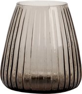 XLBoom Dim Stripe Small Vaas - Glas - Voor Binnen - Grijs - 15×15×16,5cm