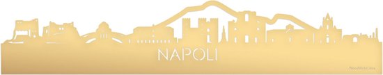 Skyline Napoli Goud Metallic - 80 cm - Woondecoratie - Wanddecoratie - Meer steden beschikbaar - Woonkamer idee - City Art - Steden kunst - Cadeau voor hem - Cadeau voor haar - Jubileum - Trouwerij - WoodWideCities