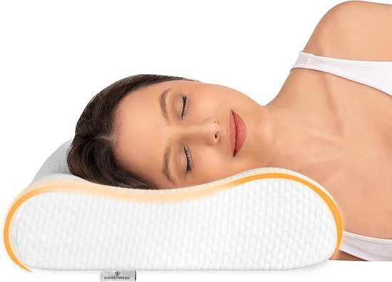 Hoofdkussen, zacht en ondersteunend, ergonomisch hoofdkussen van traagschuim voor een rustgevende en aangename slaap, 9 cm/12 cm hoog, 30 dagen proefslapen