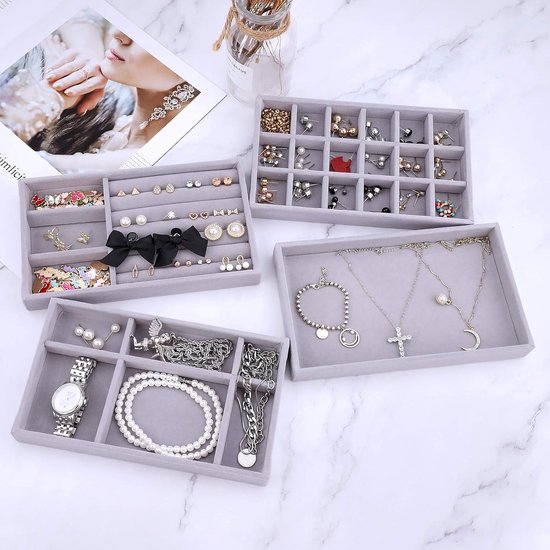 Belle Vous Crème Velours Stapelbare Sieraden Organizer