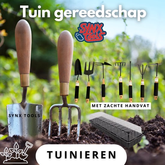 Synx Tools Tuingereedschap Set 7 delig -TuingereedschapSet - Schep Hand - Mini schoffel met klauwen - Harkje tuinier - Handgereedschap - Moestuin benodigheden van Merkloos	 — afbeelding 5