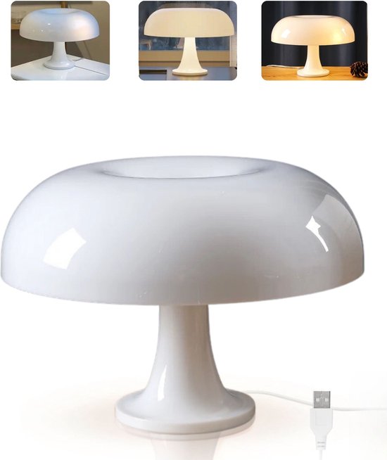 Homezie Paddenstoel Lamp | Wit | Tafellamp | Dimbaar | LED lamp | Sfeerverlichting | Bureaulamp | Mushroom lamp