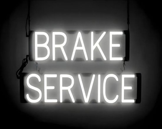 BRAKE SERVICE - Lichtreclame Neon LED bord verlicht | SpellBrite | 63 x 38 cm | 6 Dimstanden - 8 Lichtanimaties | Reclamebord neon verlichting