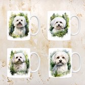 Maltezer mokken set van 4, servies voor hondenliefhebbers, hond, thee mok, beker, koffietas, koffie, cadeau, moeder, oma, pasen decoratie, kerst, verjaardag