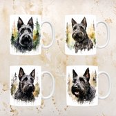 Schotse Terriër mokken set van 4, servies voor hondenliefhebbers, hond, thee mok, beker, koffietas, koffie, cadeau, moeder, oma, pasen decoratie, kerst, verjaardag