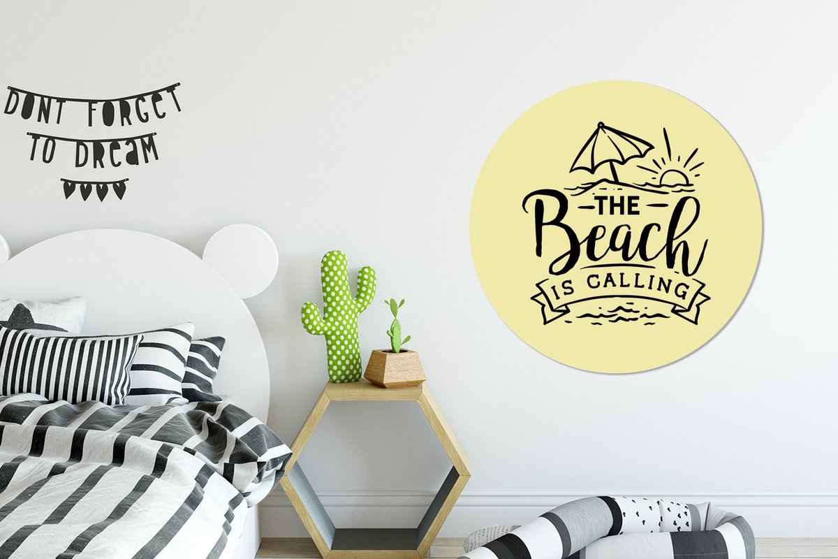 WallCircle - Wandcirkel ? 90 - Strand - Parasol - Quotes - Ronde schilderijen woonkamer -