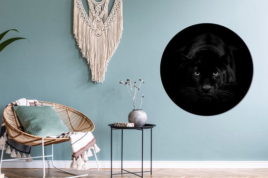 Cercle mural - Plastique - Panthère - Zwart - Jaune - noir blanc - ⌀ 90 cm - Cercle mural